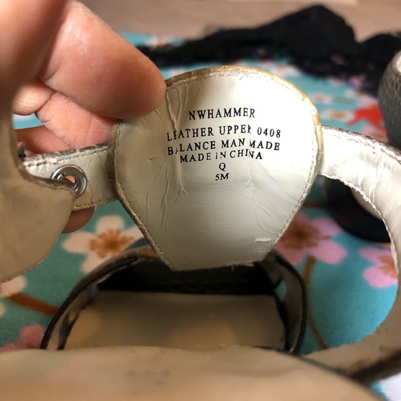 NINE WEST Hammer Croc Texture Slingback Peeptoe Tri-Color Heels Sz 5 - Picture 8 of 9